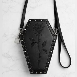 Widow Dolls Kill Black Coffin Studded Rose Purse